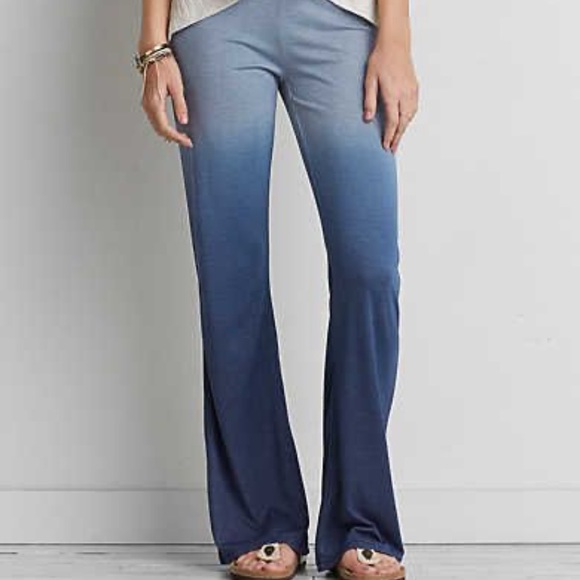 American Eagle Outfitters Pants - American Eagle S Blue White Gray Ombré Elastic Waist Wide Leg Pants Bottoms